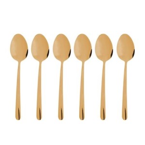 71970 CONJ 6 COLHERES PARA SOBREMESA DOURADO VIENA ACO INOX