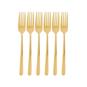 71971 CONJ 6 GARFOS PARA SOBREMESA DOURADO VIENA ACO INOX