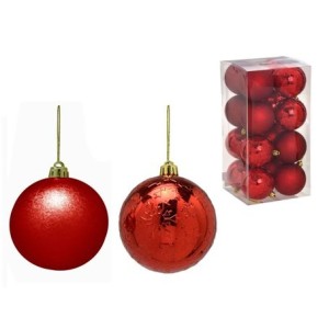 620-114 JOGO 16 BOLAS NATALINAS 8CM