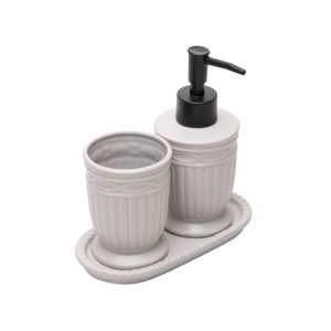 222102 CONJUNTO 3 PECAS PARA BANHEIRO GREECE 200ML CINZA