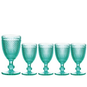 25890 JOGO TACAS VINHO TURQUESA BICO DE JACA 235ML