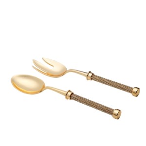 2983 CONJ 2 TALHERES DE ZAMAC DOURADO