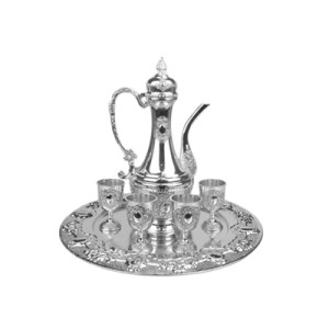 3999 CONJ TACAS VINHO ZAMAC C/JARRA E BANDEJA